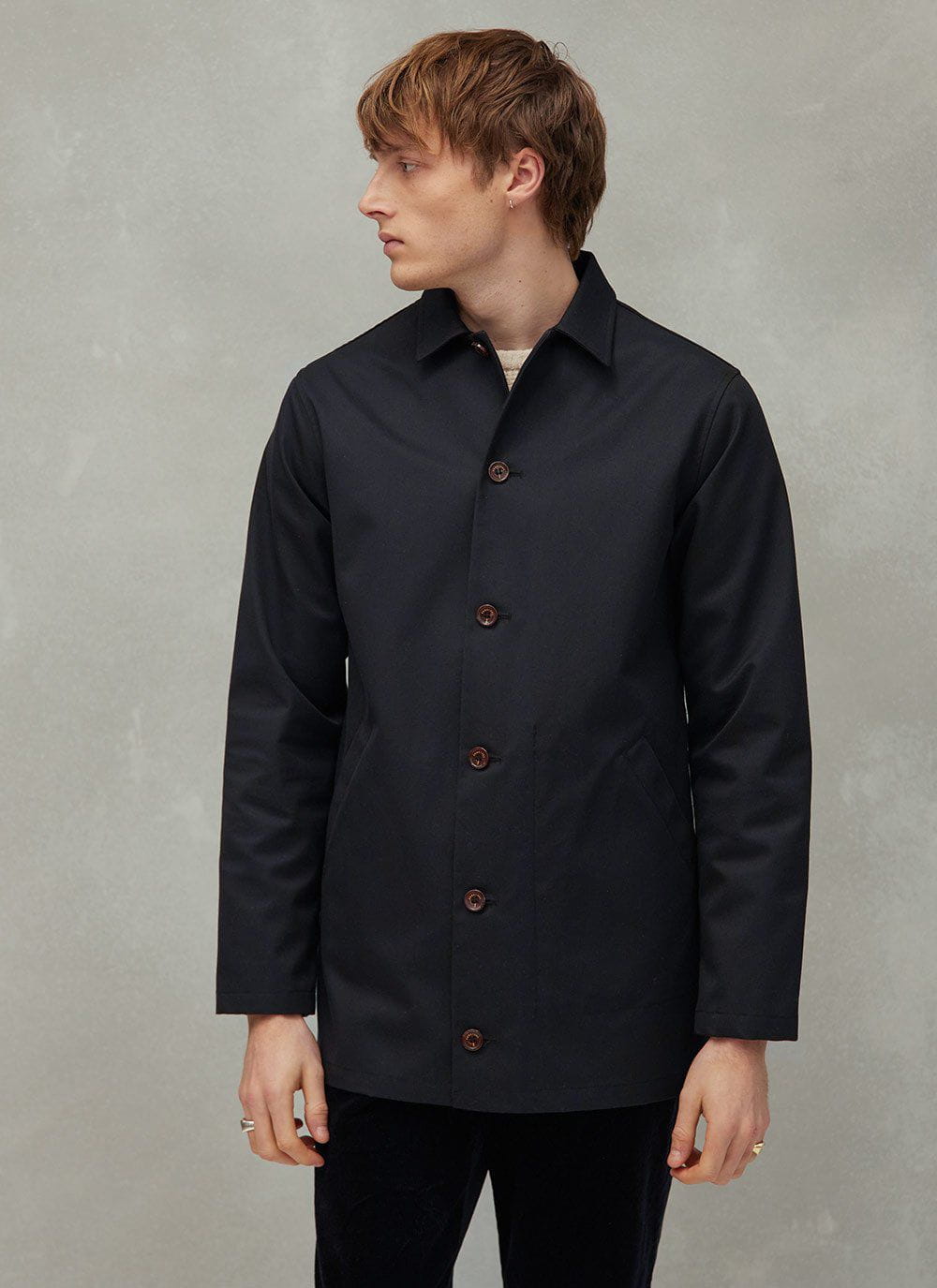 Men's Waterproof Sherlock Jacket | Midnight Trench Coat with Olive