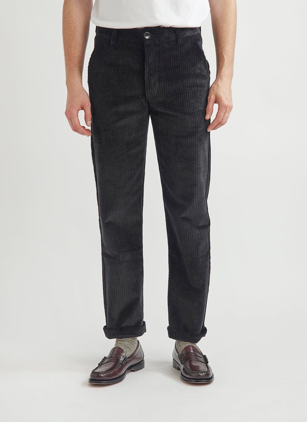 PORTUGUESE FLANNEL BLACK CORDUROY TROUSERS  Aida Shoreditch