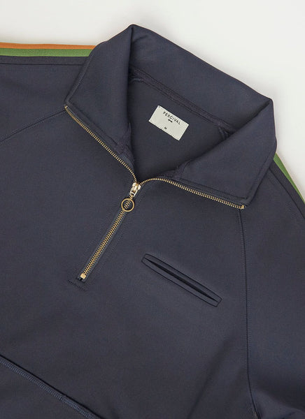 Men's Half Zip Pullover Drill Jacket | Navy Stripe & Percival Menswear