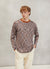 Long Sleeve T Shirt | Tan with Navy Space Dye