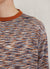 Long Sleeve T Shirt | Tan with Navy Space Dye