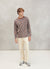 Long Sleeve T Shirt | Tan with Navy Space Dye