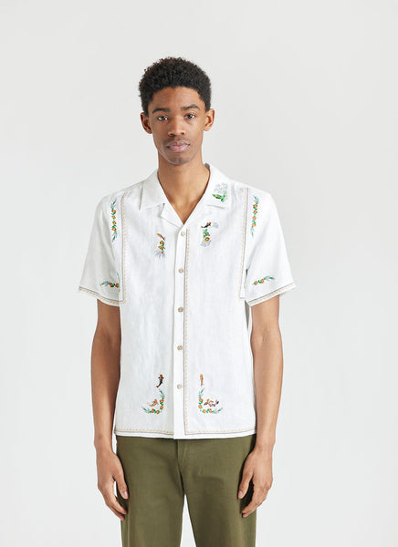 Men's Short Sleeve Linen Shirt | Cuban Collar Shirt & Percival Menswear