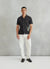 Textured Embroidered Cuban Collared Shirt | Black