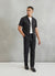 Textured Embroidered Cuban Collared Shirt | Black