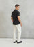 Textured Embroidered Cuban Collared Shirt | Black