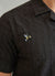 Textured Embroidered Cuban Collared Shirt | Black