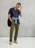 Textured Cuban Collared Shirt | Navy
