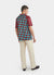 short sleeve football shirt with blue and brown diamond shapes