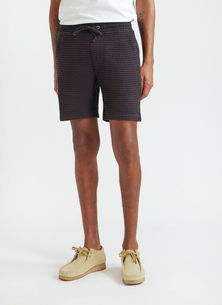 Waffle Shorts, Textured Cotton, Ink