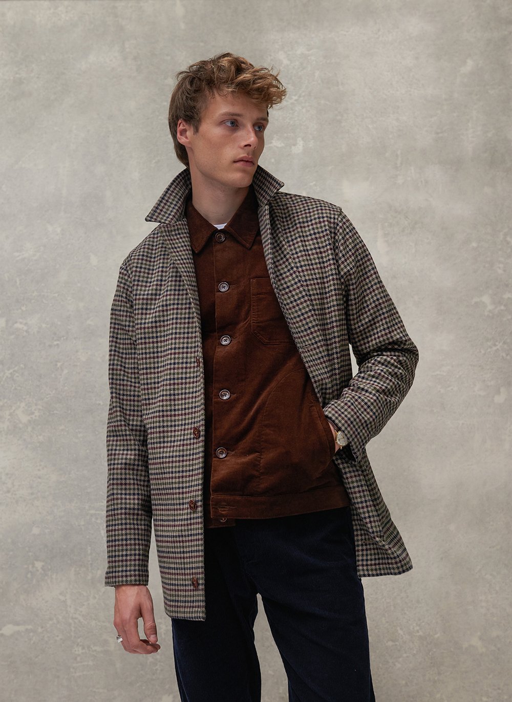 Men s Waterproof Trench Coat Watcher Check Sherlock Jacket