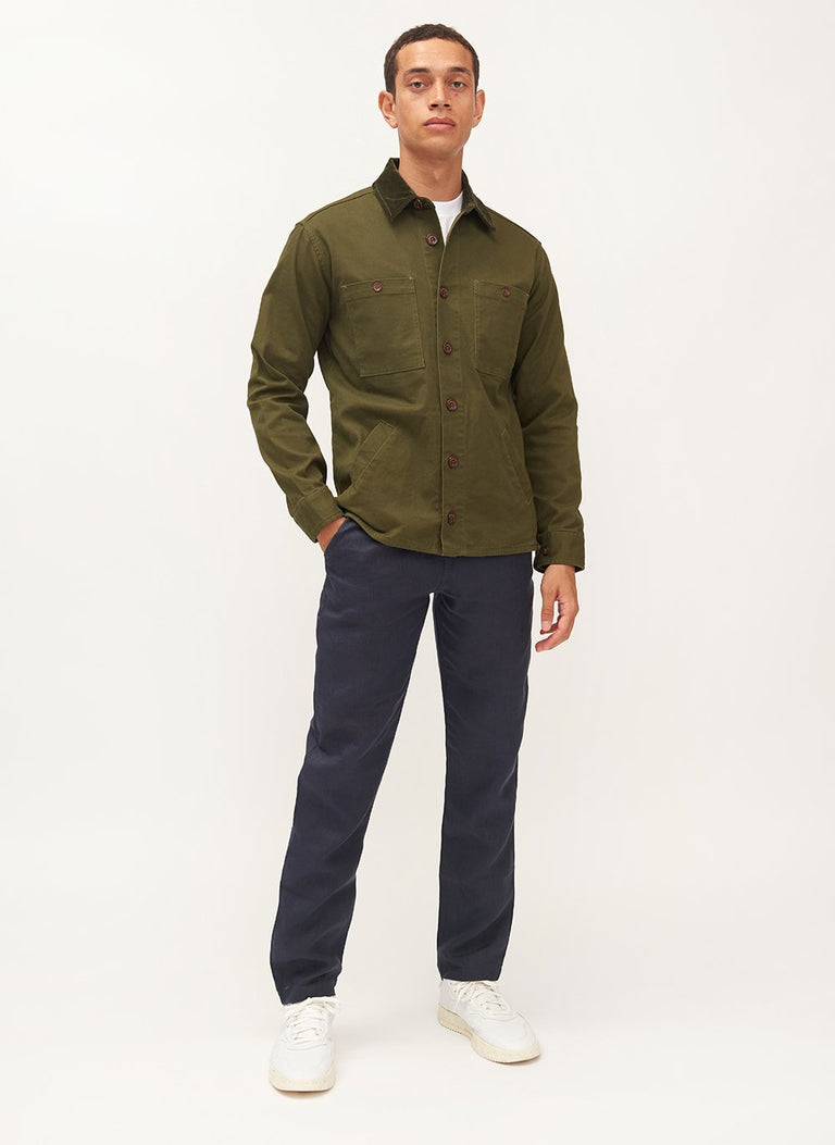 Workshirt | Khaki Twill With Cord Collar & Percival Menswear