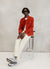 Pleated Denton Jacket | Peach Cotton Suede