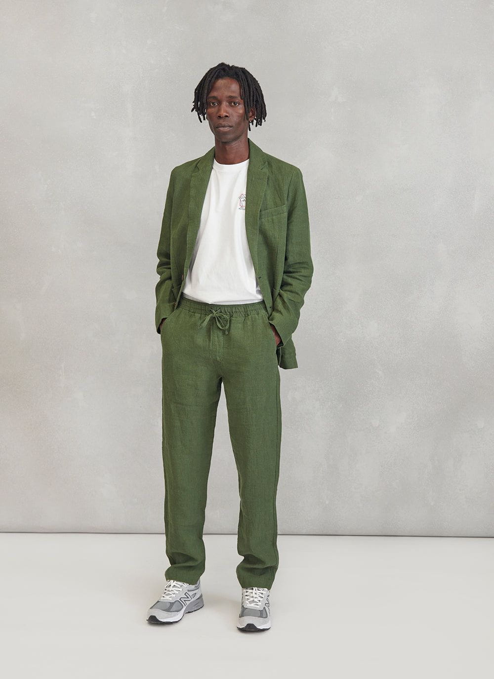 Men s Linen Everyday Trousers Forest Green Percival Menswear