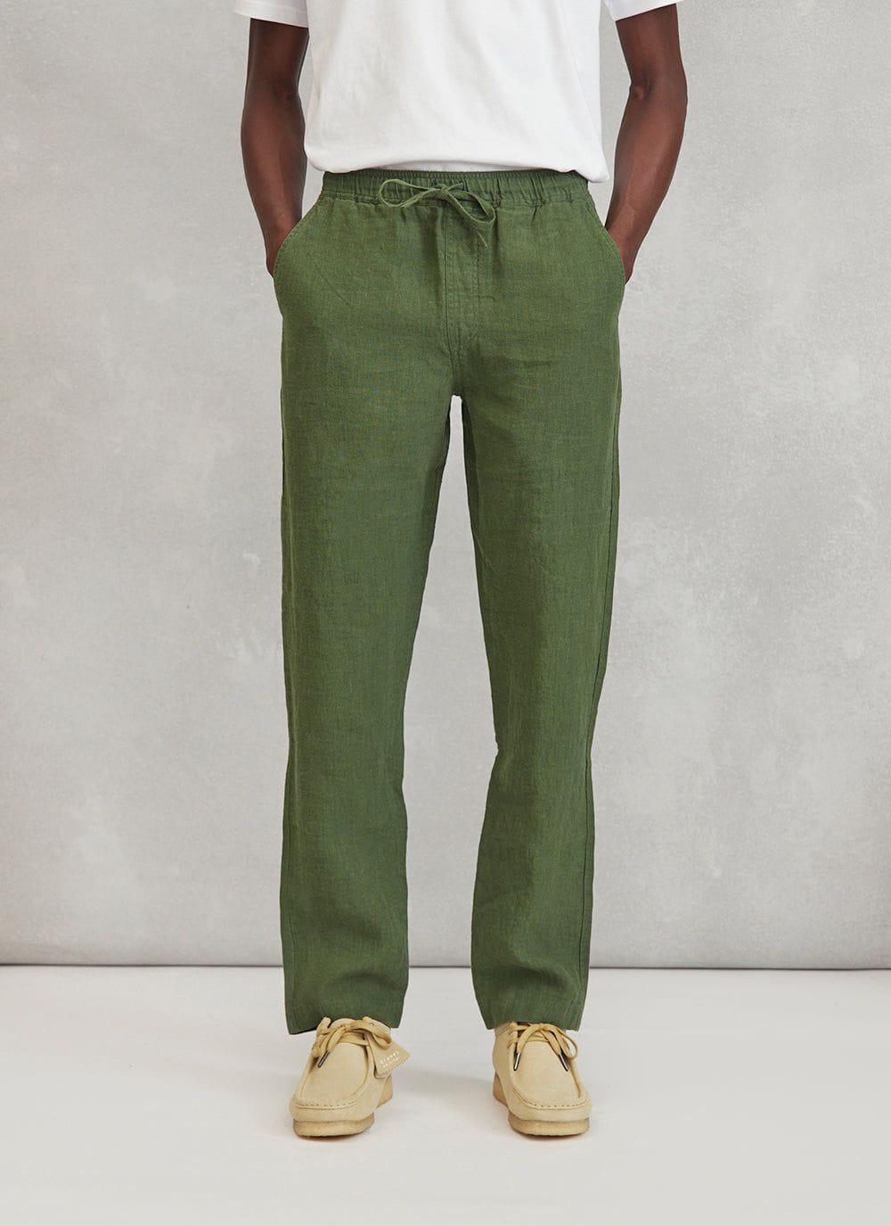 Men s Linen Everyday Trousers Forest Green Percival Menswear