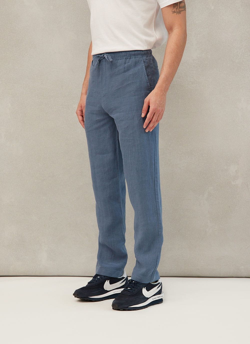 Mens linen lounge pants Navy Blue WEEKEND Solstice linen trousers   Solstice