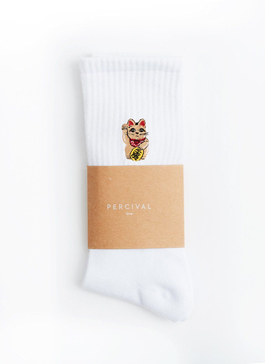 Good Luck Cat Socks White
