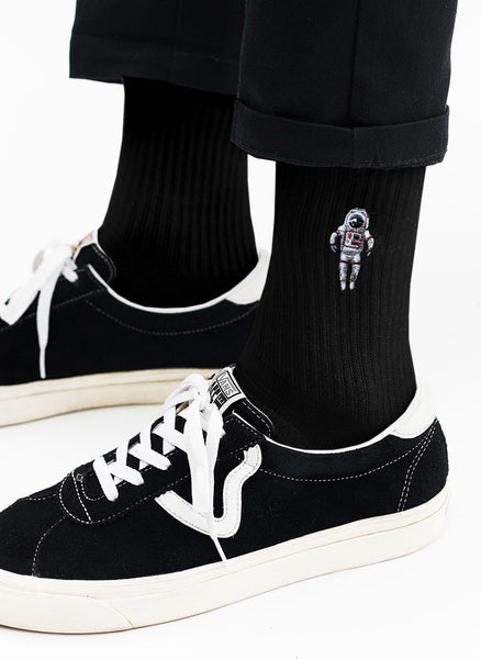 Men's Socks | Embroidered Logo | Spaceman | Black