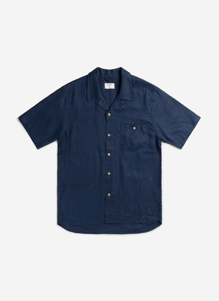 Men's Cuban Collar Shirt | Linen Shirt | Navy & Percival Menswear