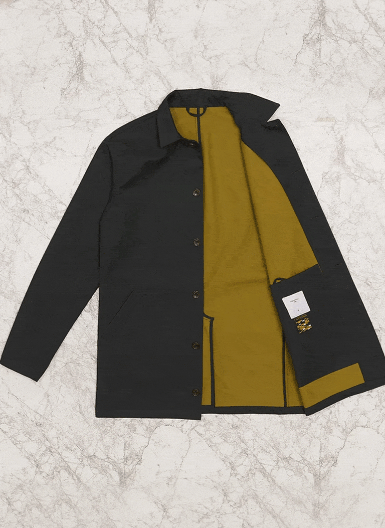 Men's Waterproof Sherlock Jacket Midnight Trench Coat with Olive