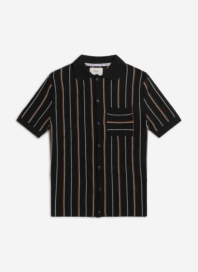 Men's Knitted Short Sleeve Shirt | Nawa Pinstripe Shirt | Percival ...
